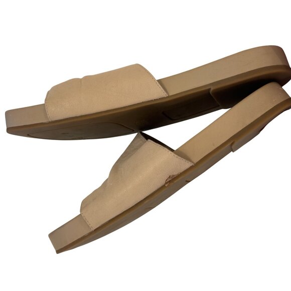 Eileen Fisher Tan Leather Slides Sandals GUC Sz 8.5 - Picture 7 of 8
